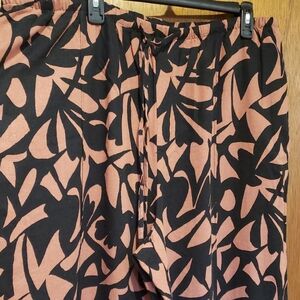 NWT A New Day Black & Brown Abstract  Linen Blend Patterned Pants
